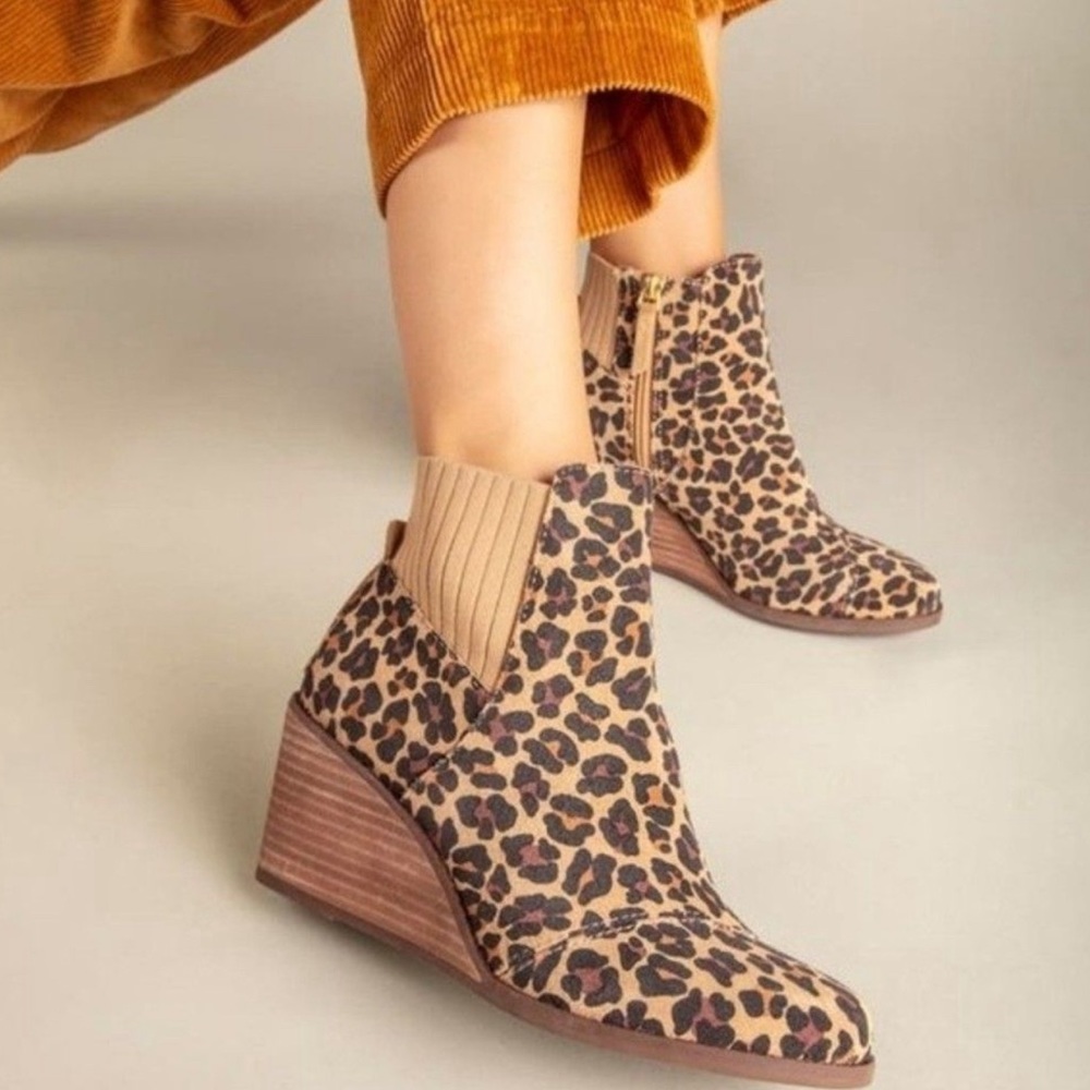 Sadie Boot Toms Leopard Bootie Heel Platform Zip Boot Size 8